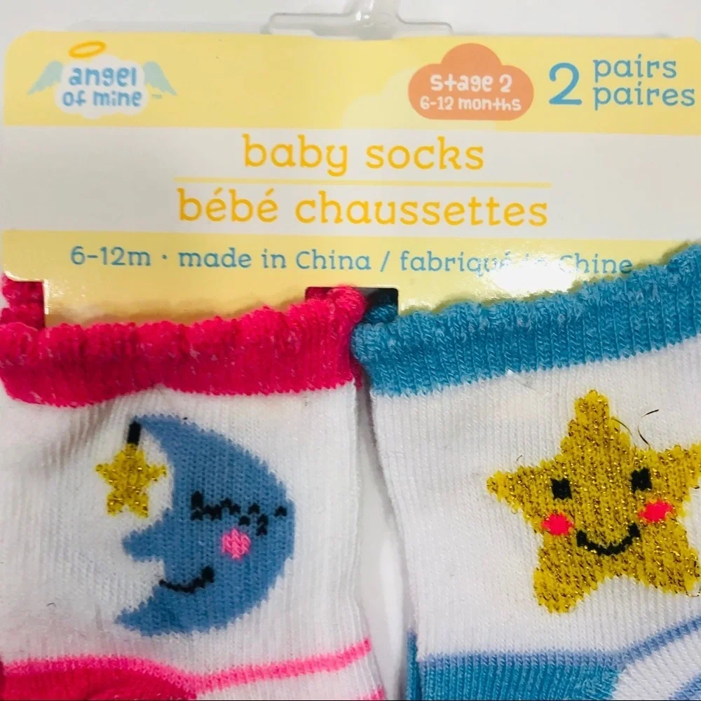 “Angel of Mine” Two Pair Baby Socks